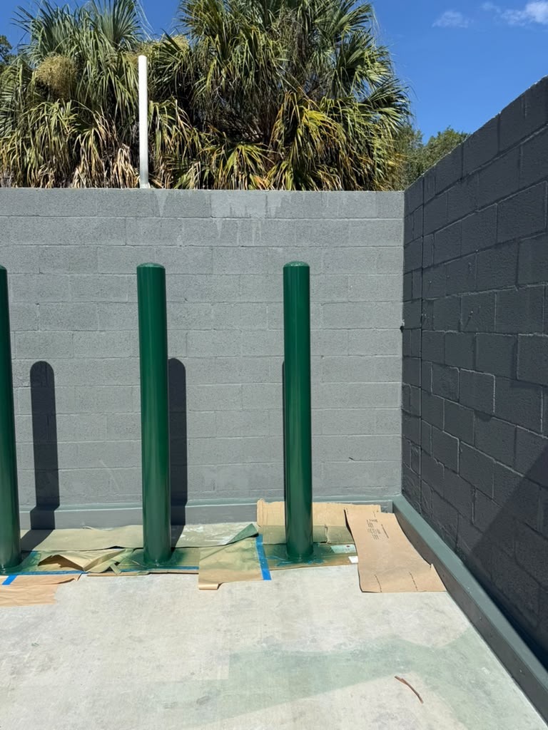 Green Bollard Finishing project by MVVAC Painting LLC