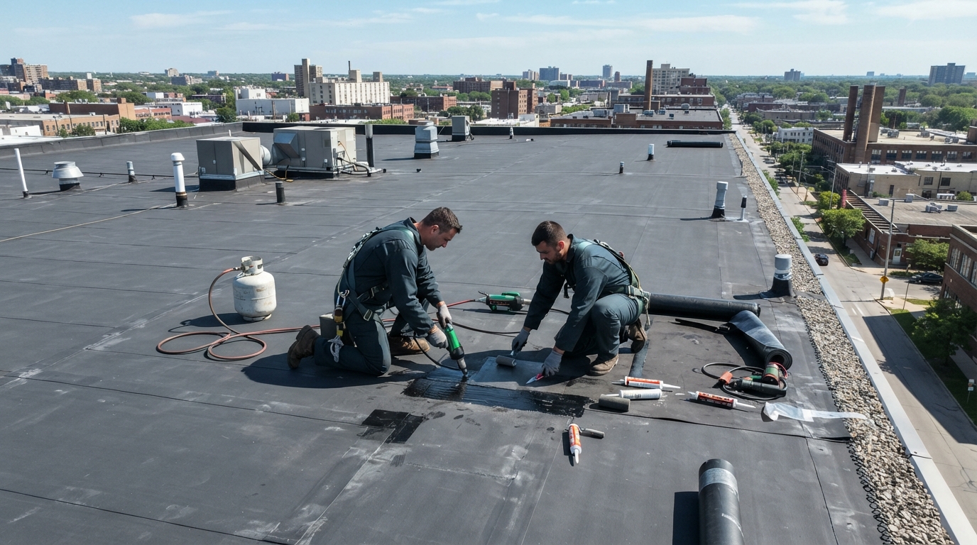 Commercial Roof Repair by Chalk Line Roofing