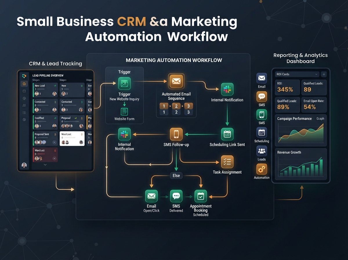 Small business CRM and marketing automation workflow