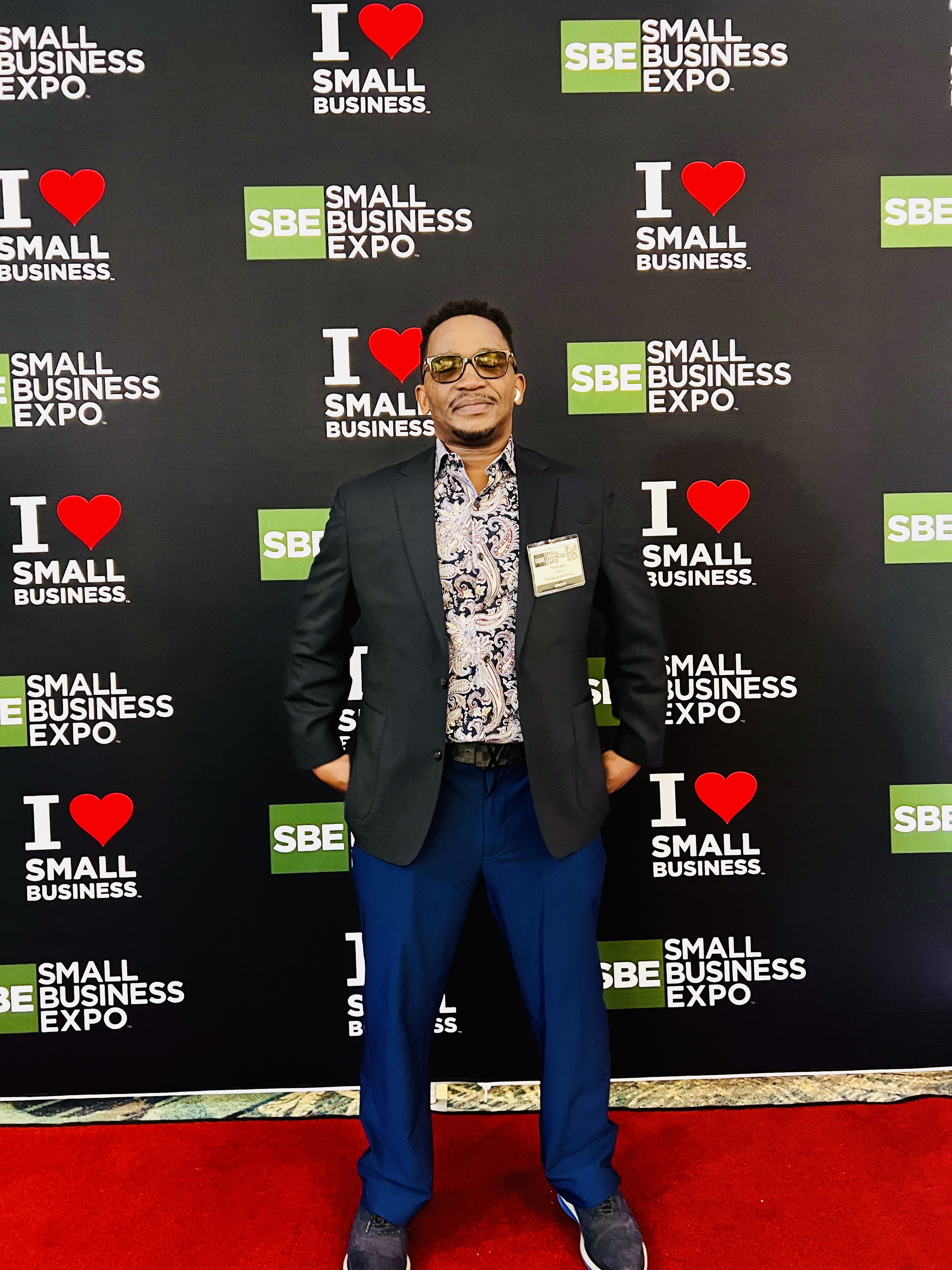 Levert Livingstone, founder of i4 Small Business Services, on the red carpet at Small Business Expo