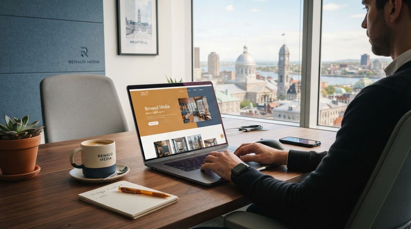 Espace de travail moderne - Agence Renaud Média Québec