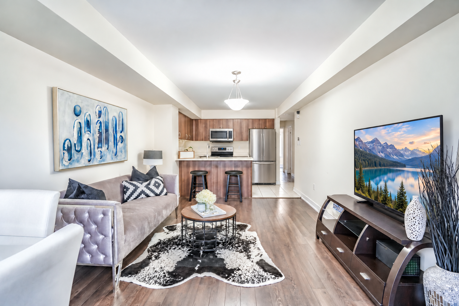 Open Living Room & Kitchen View
