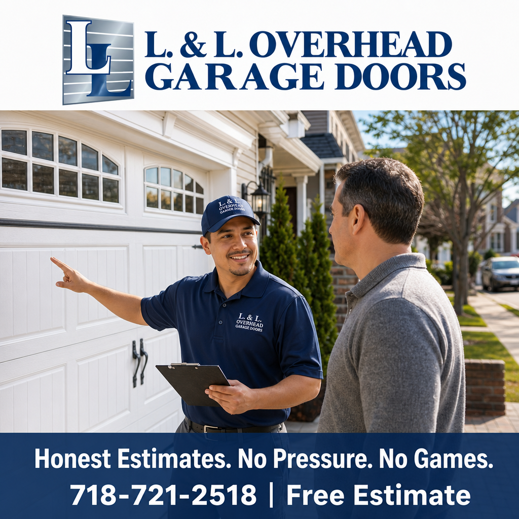 Certified technician servicing garage door