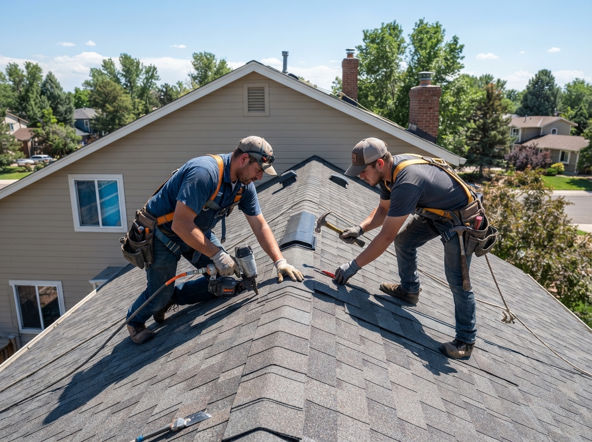 Professional roofing team