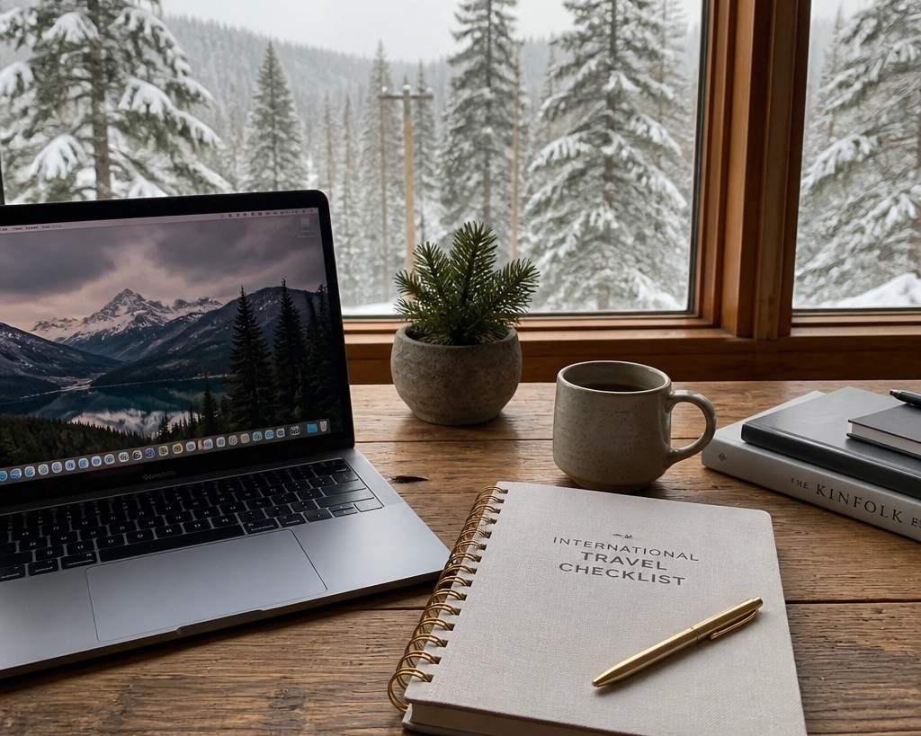 Coffee mug and travel planner