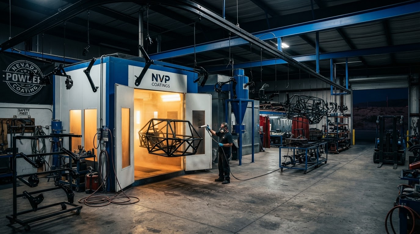 Powder coating and sandblasting services for Sparks, Nevada industrial and automotive clients