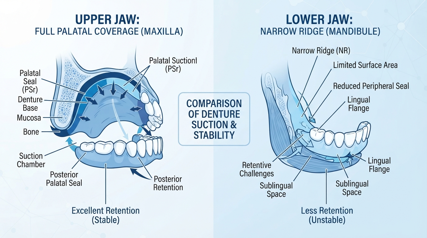 Upper Dentures vs. Lower Dentures: Why Lower Dentures Are More Challenging — denture care article from Preston Dentures Melbourne