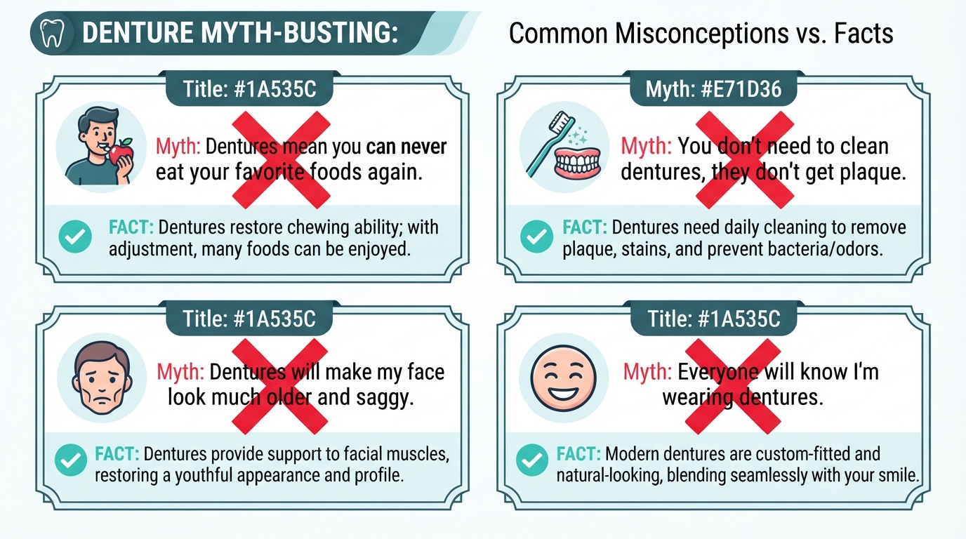Top 7 Myths About Wearing Dentures Debunked by a Dental Prosthetist — denture care article from Preston Dentures Melbourne