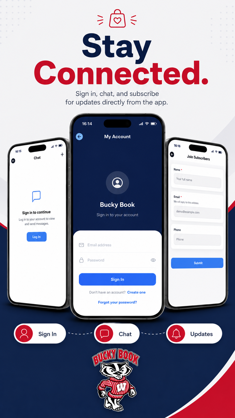 Stay Connected with Bucky Book — sign in, in-app chat, and join subscribers