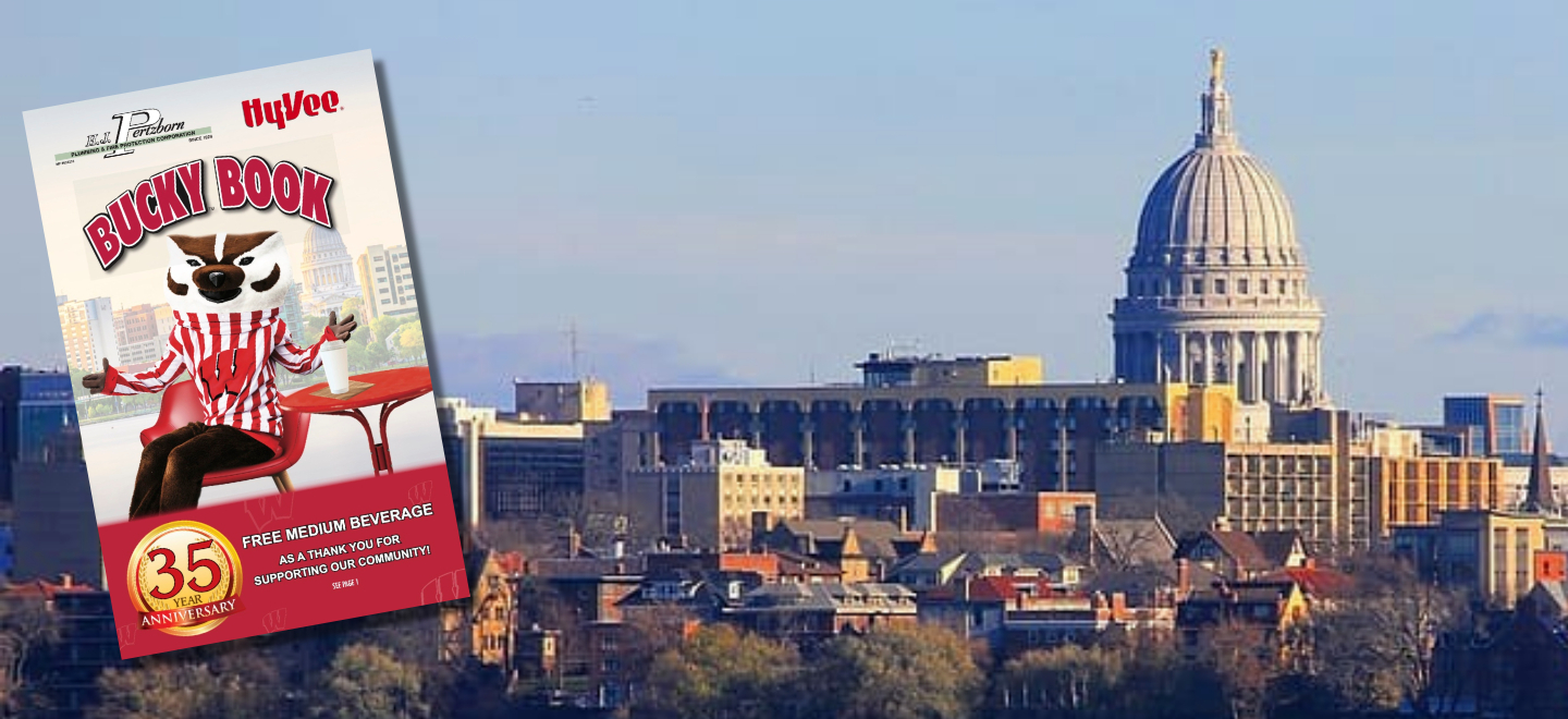 Madison Wisconsin skyline featuring the State Capitol building at dusk