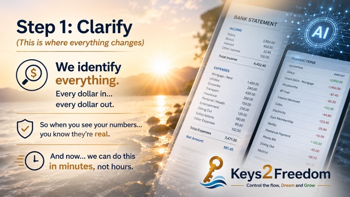 Step 1: Clarify — Identify every dollar in and every dollar out in minutes, not hours
