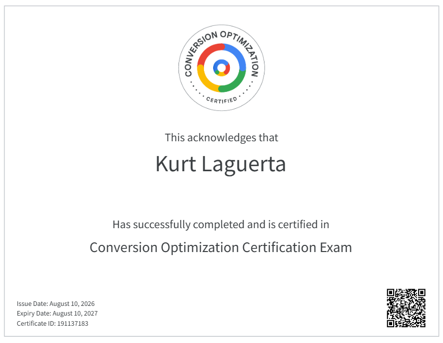 Conversion Optimization Certification — Certified
