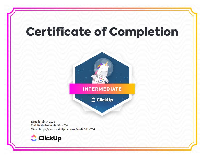 ClickUp Intermediate — Project Management