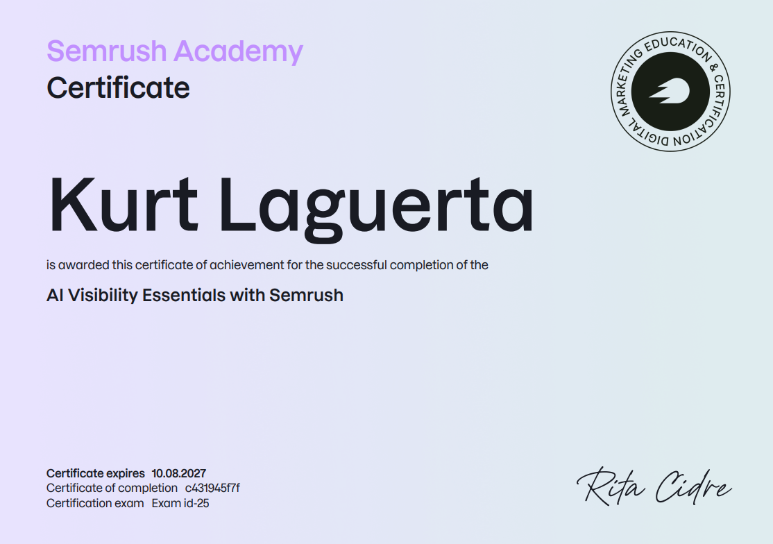 AI Visibility Essentials with Semrush — Certified