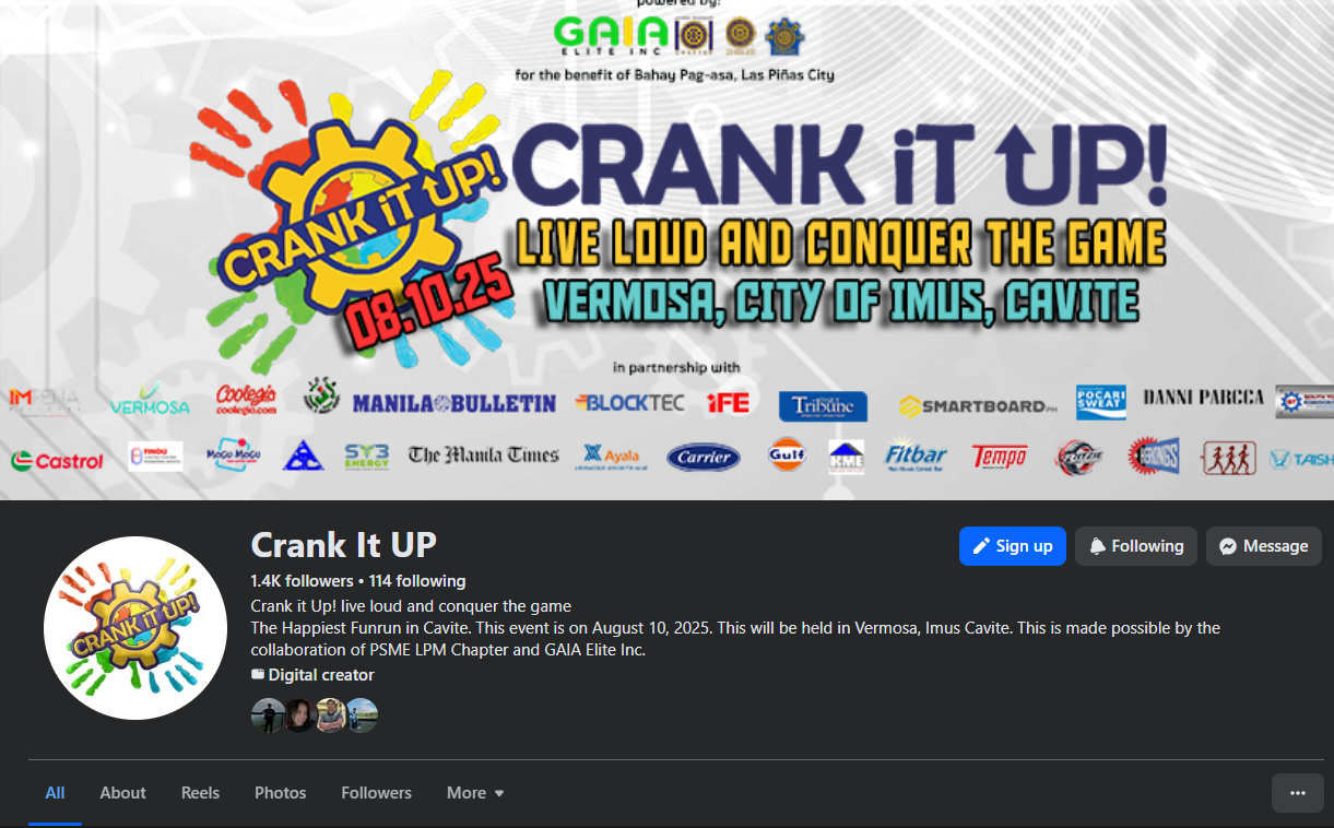 CRANK IT UP (PSME Fun Run) — Facebook Page Optimization & SMM Campaign