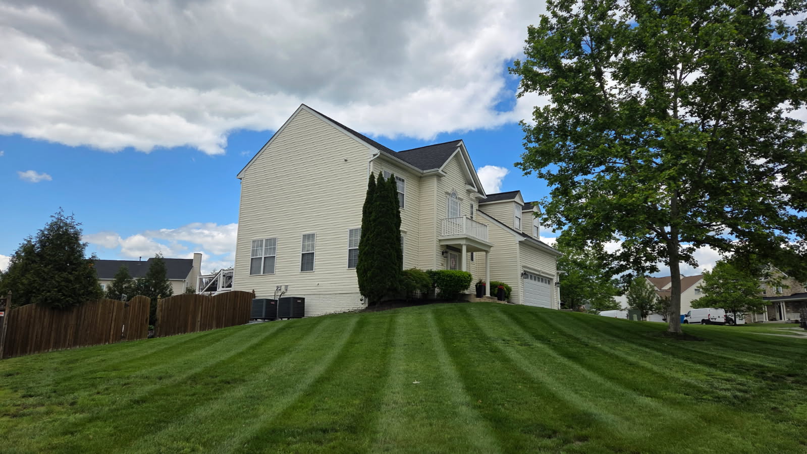 Cream House Striped Lawn - Lawn Man LLC Winchester VA