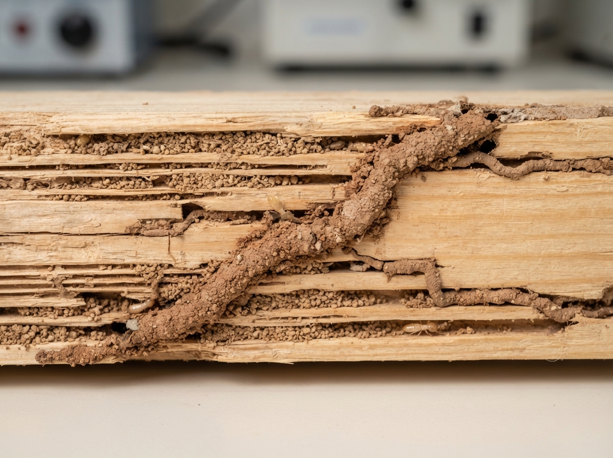 Termite damage in timber — a common Gold Coast pest problem