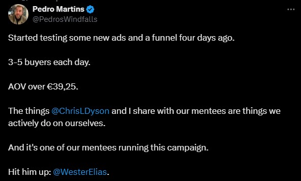 Pedro Martins tweet about results with WesterElias