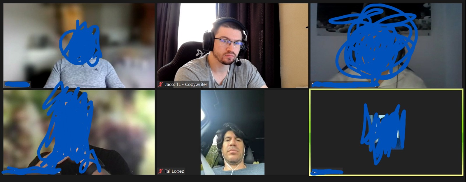Jaco working with Tai Lopez on a video call
