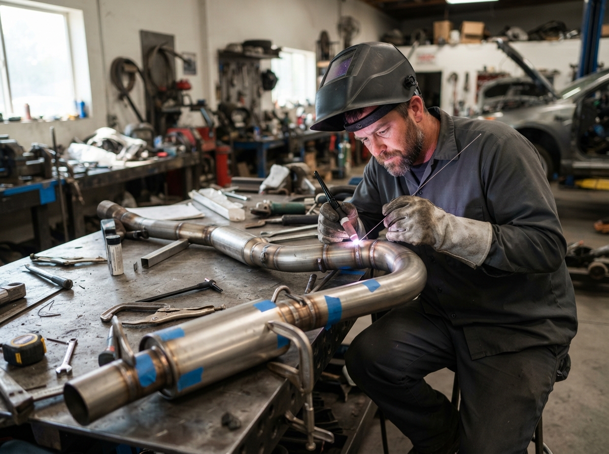 Custom exhaust system fabrication at Rollins Auto Repair in Windsor Locks, CT