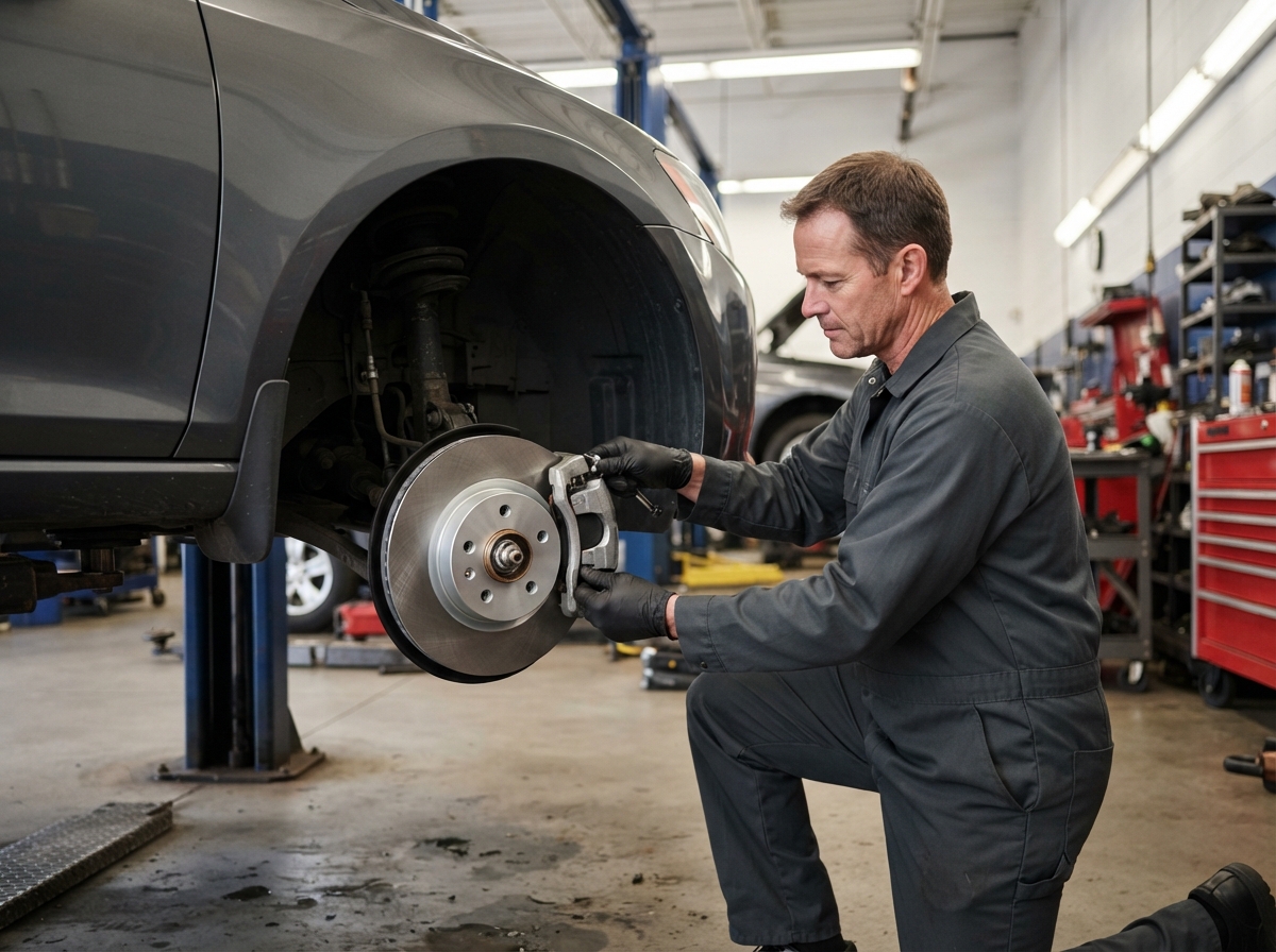 Brake pad replacement at Rollins Auto Repair in Windsor Locks, CT