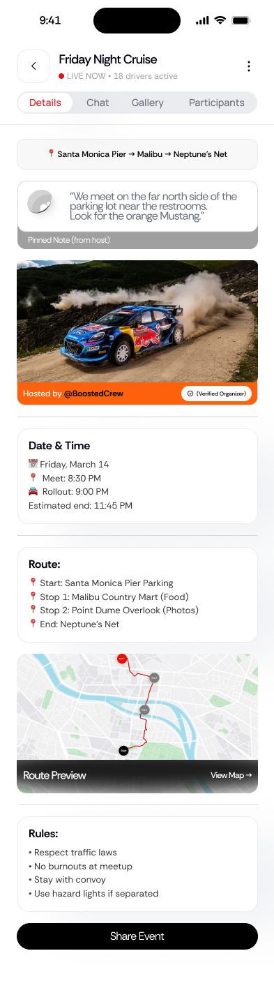 Event Details Screen