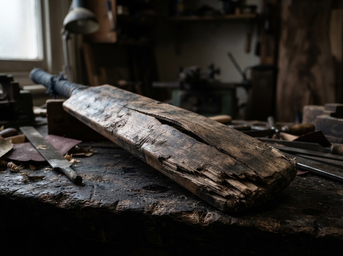 Damaged Cricket Bat Before Repair