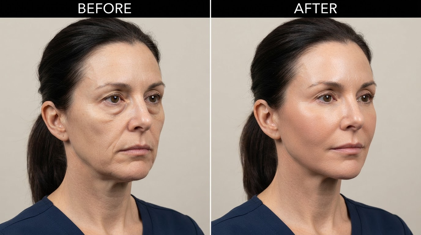 Radiesse before and after results illustration at Arkatiea Aesthetics & Wellness