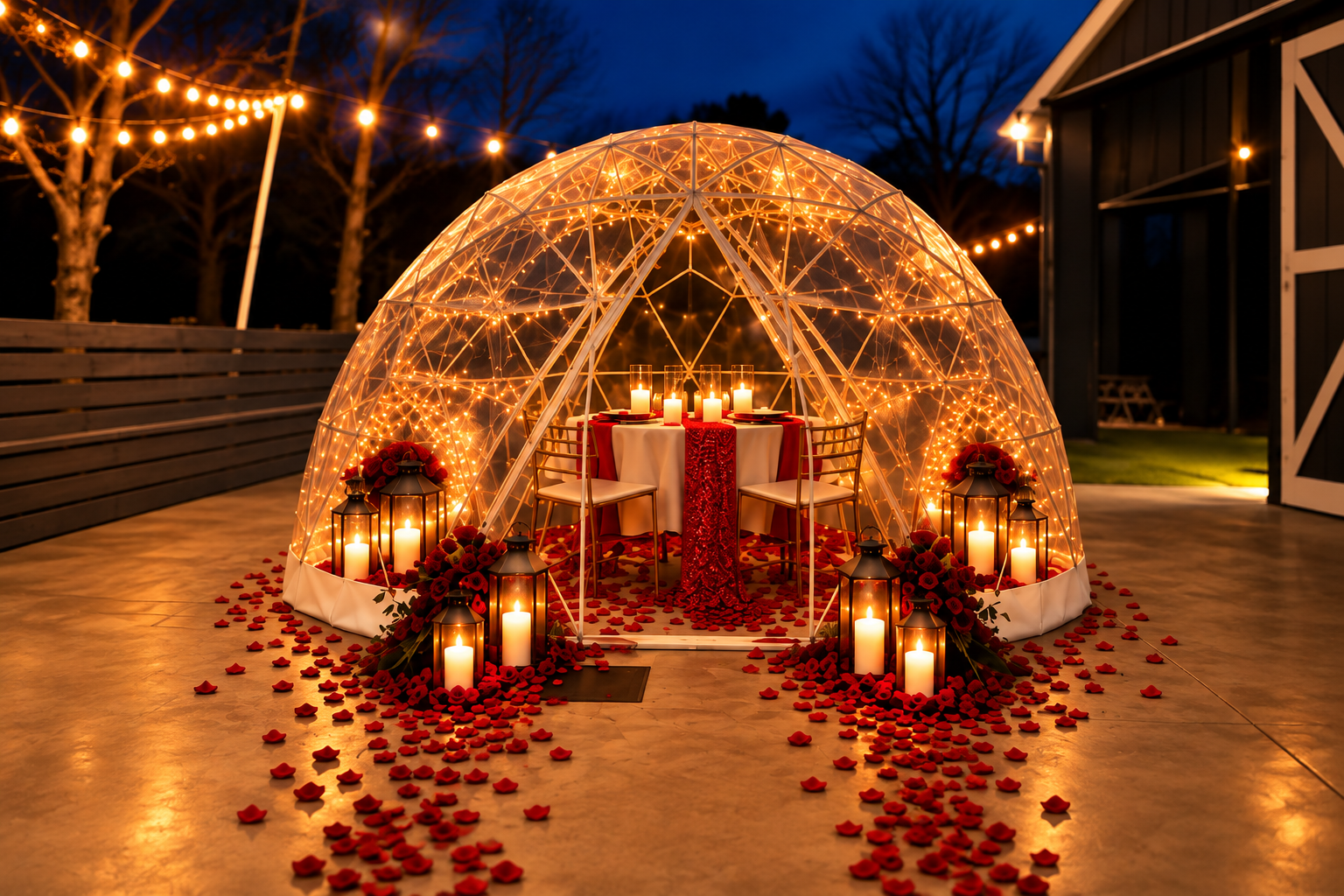 Candlelight dinner experience at The Escape Getaways Virginia