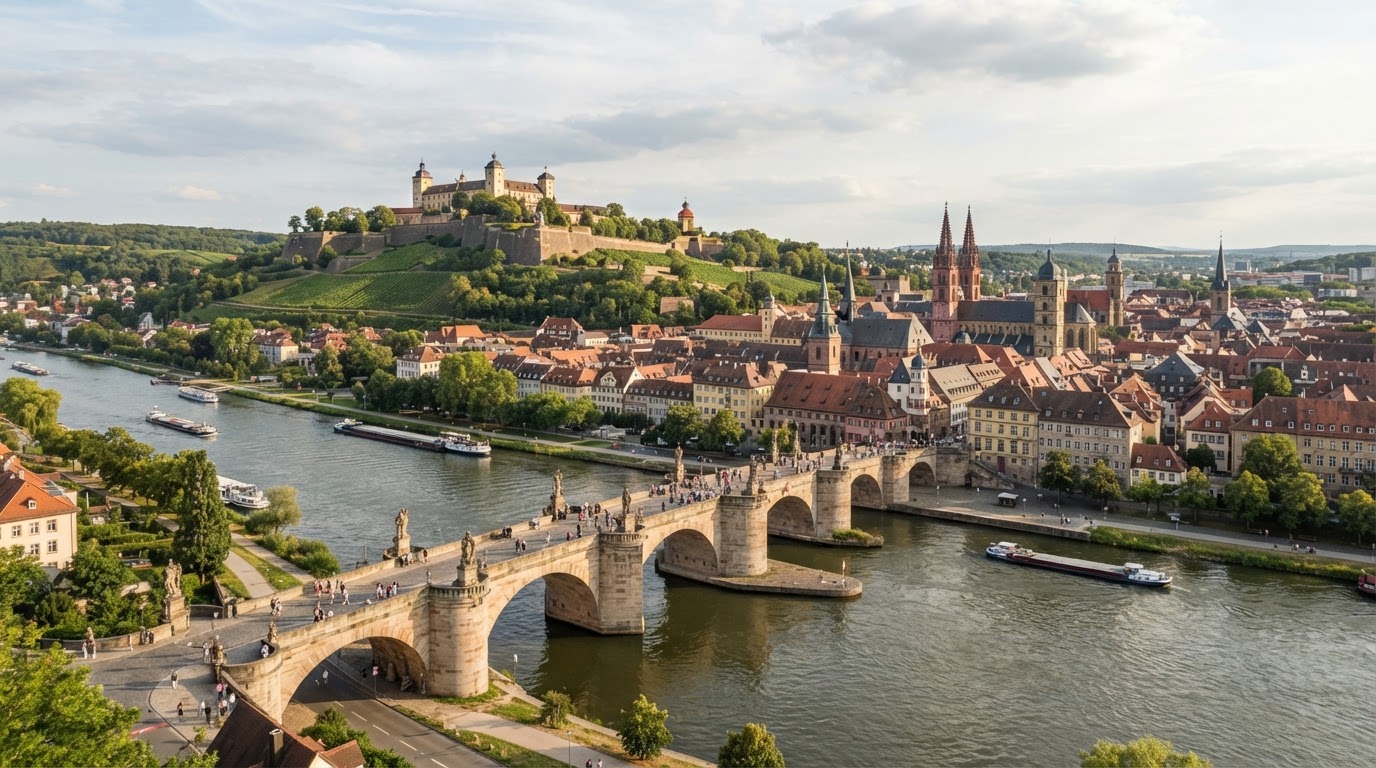 Würzburg mit Main und Festung Marienberg – Region für persönliche KI-Beratung durch KiiT