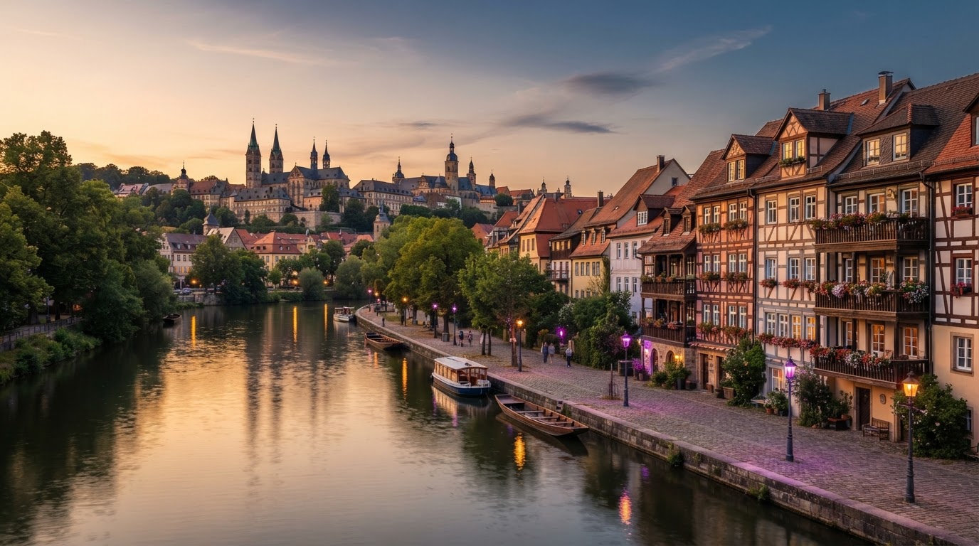 Bamberg mit Regnitz und historischer Altstadtkulisse – Region für persönliche KI-Beratung durch KiiT