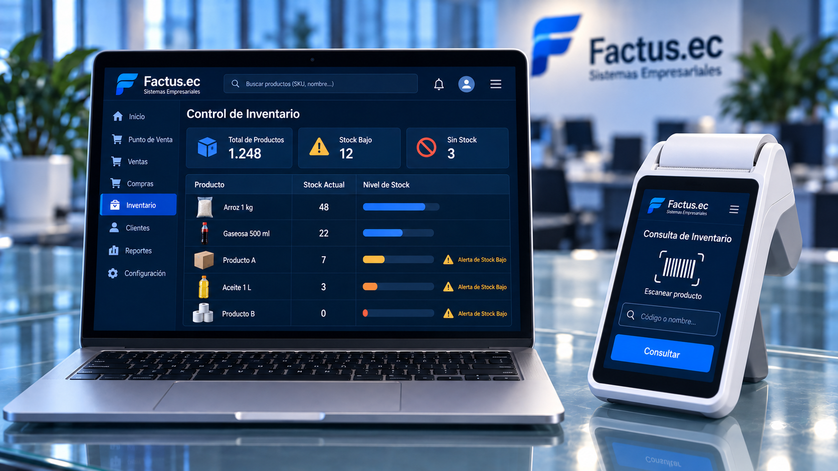 Factus.ec — Control de Inventario y Stock en Tiempo Real