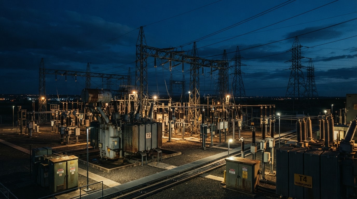 Subestação elétrica industrial de média e alta tensão