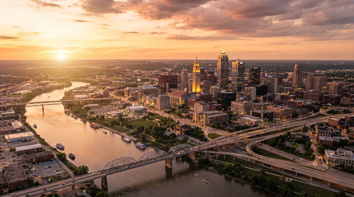 Kansas City skyline at golden hour