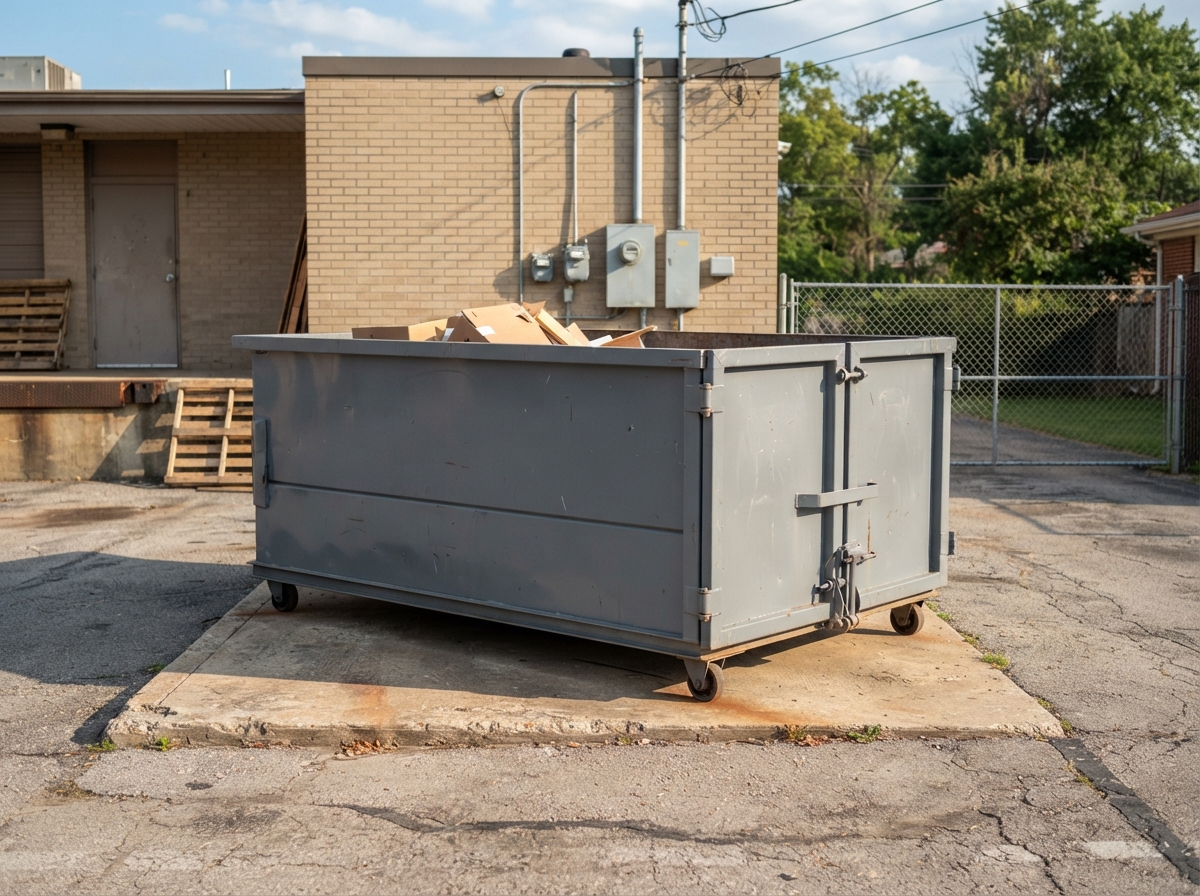 20-yard roll-off container on a compact commercial lot in West Macon