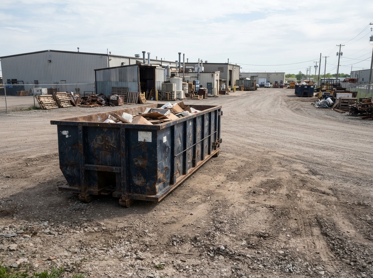 Container staged on compacted gravel at a transport yard with room for the truck to line up on the I-16 corridor