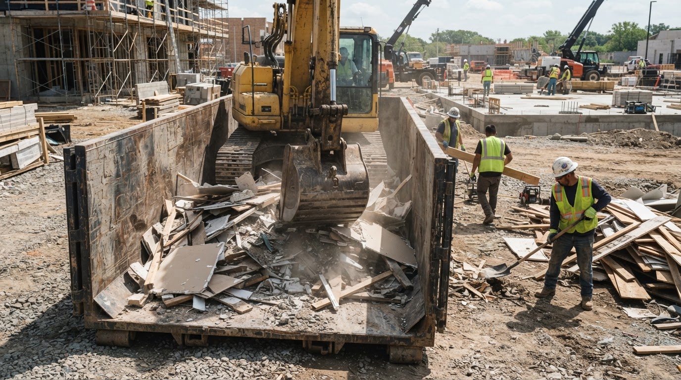 Compaction pass on a mixed construction load with the crew working behind on a South Bibb jobsite