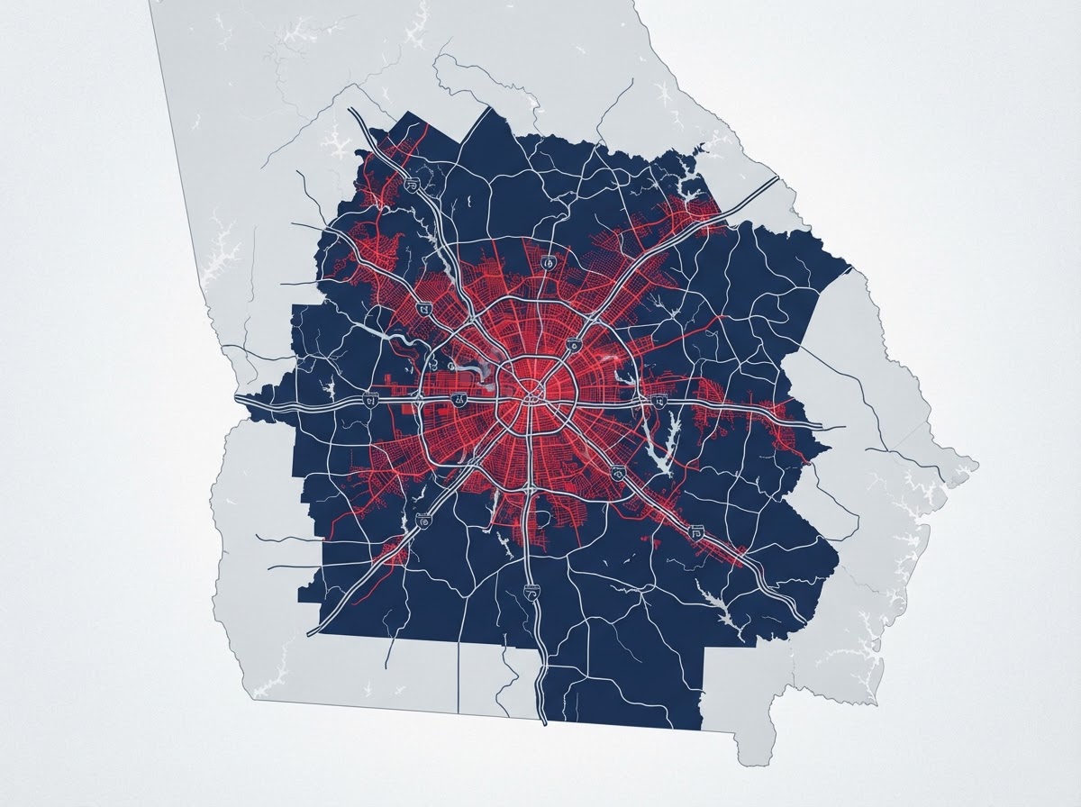 Abstract route and territory coverage graphic for Middle Georgia service area