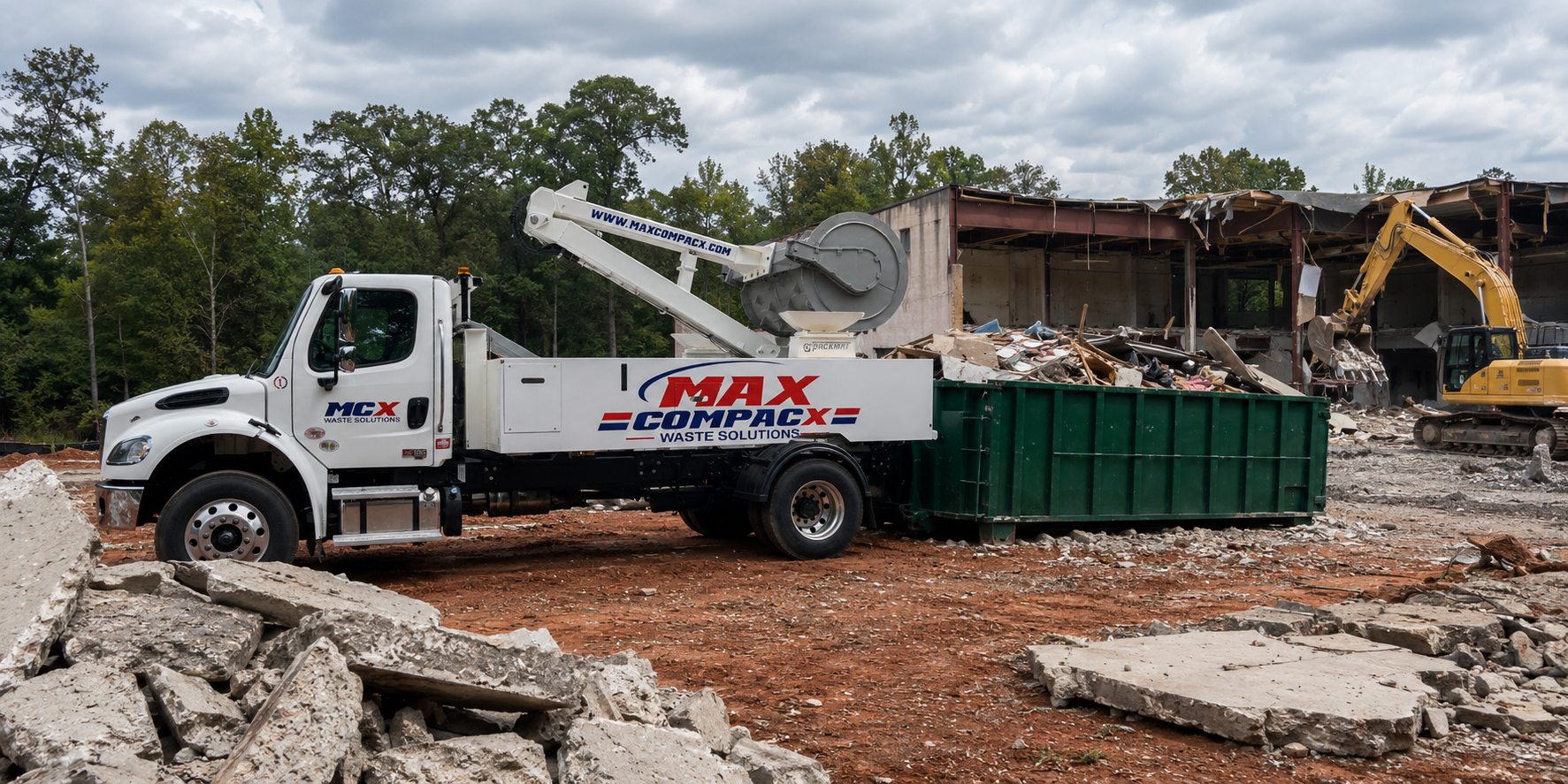 Max Compacx truck at demolition jobsite