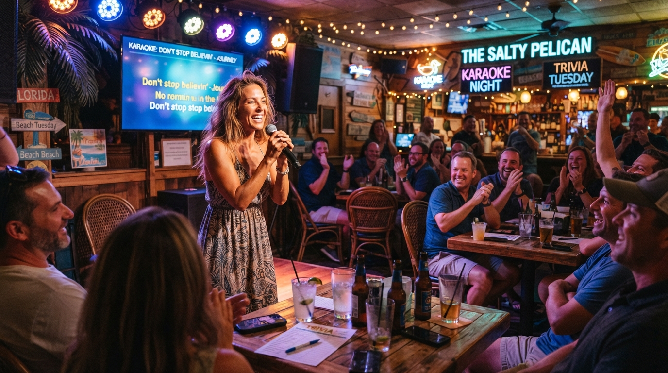 Karaoke and trivia night at a cozy Southwest Florida lounge bar