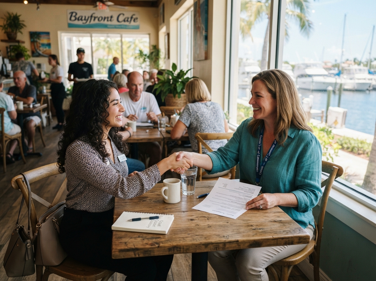 Local employer meeting with a job candidate in Southwest Florida