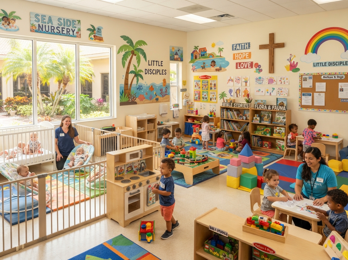 Bright welcoming children's area and nursery room in a Southwest Florida place of worship