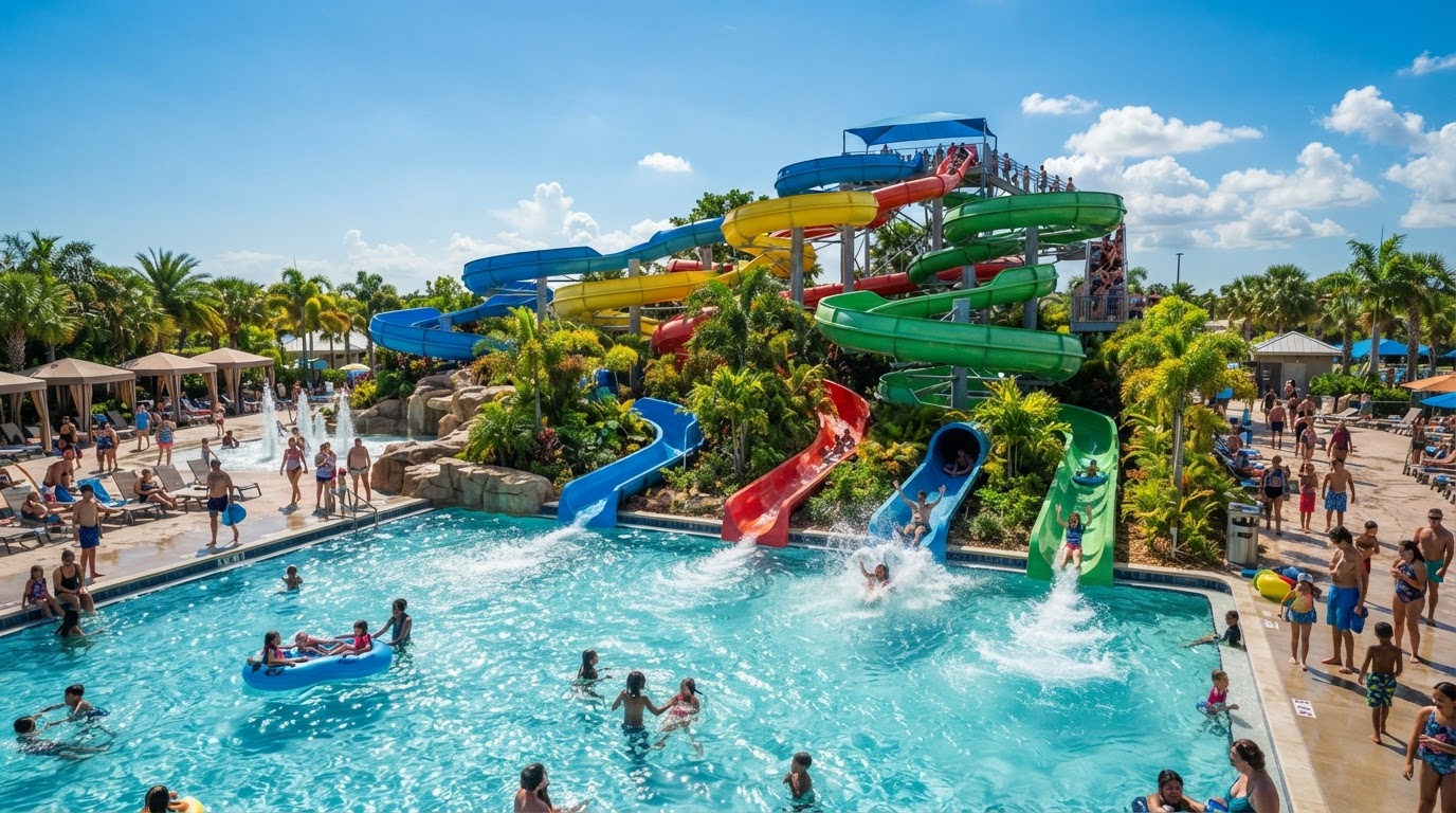 Fun family water park attraction with slides and pools in Southwest Florida