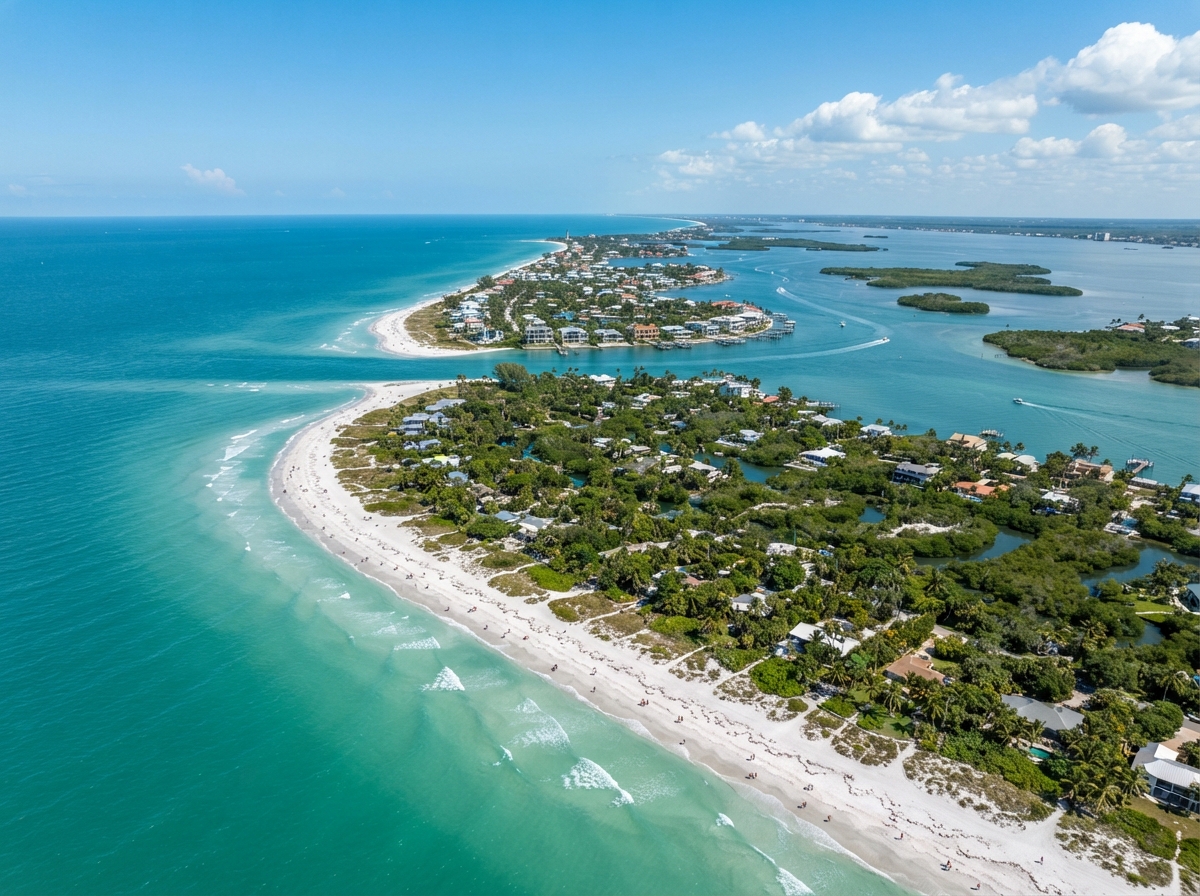 Aerial view of Sanibel and Captiva Islands Florida