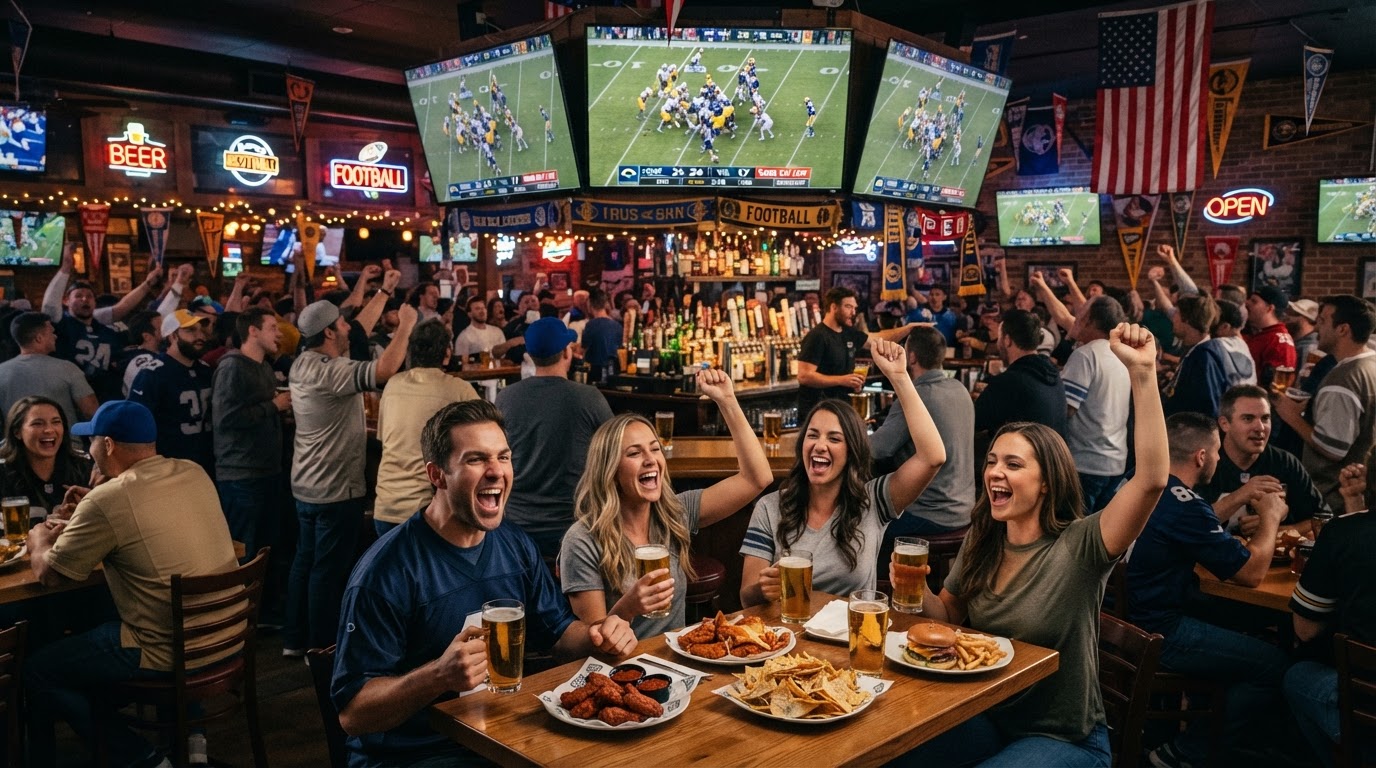 Lively sports bar with multiple TVs showing the game in Southwest Florida