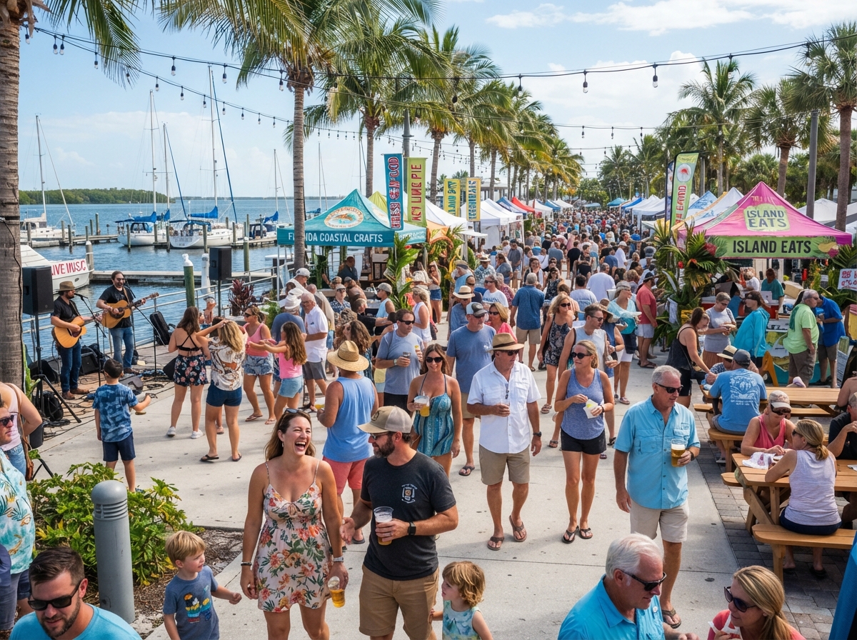 People enjoying a local outdoor community event in Southwest Florida