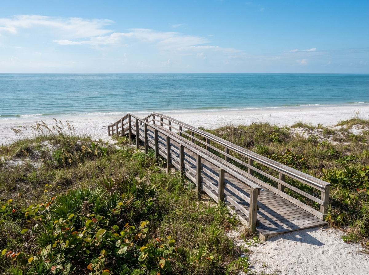 Accessible beach access ramp over dunes