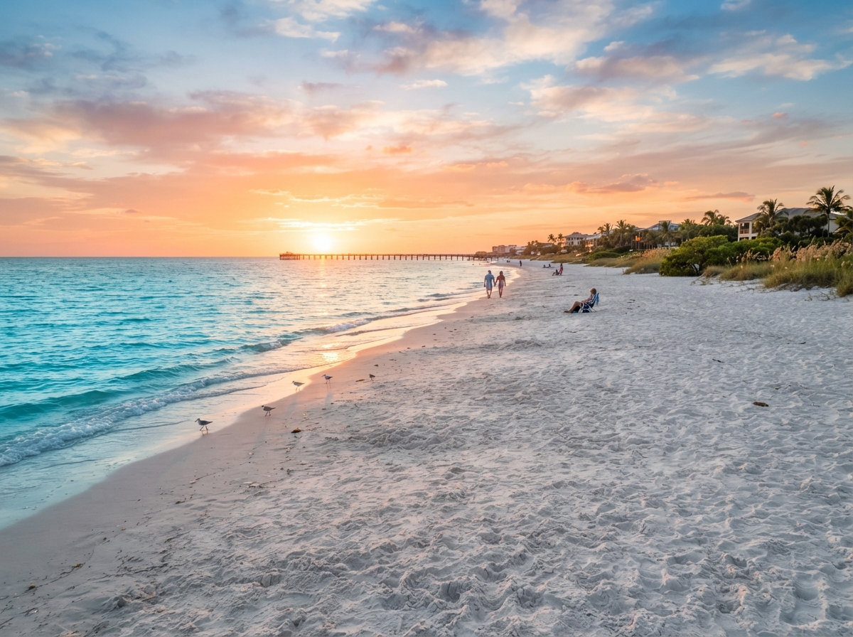 Naples Florida beach at golden hour