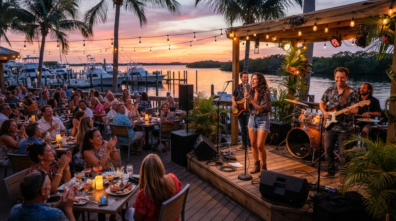 Live band performing at a Southwest Florida waterfront venue