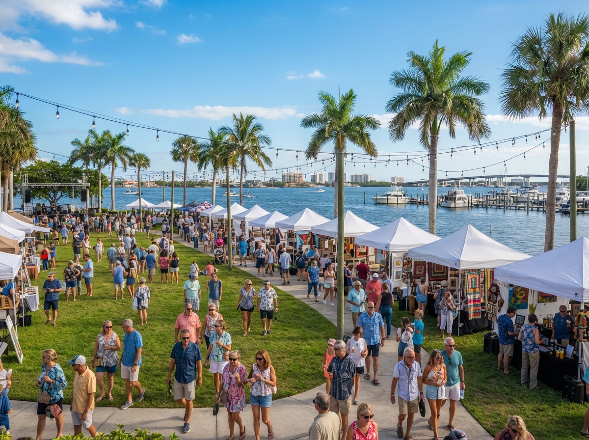 Southwest Florida outdoor community event on a waterfront lawn